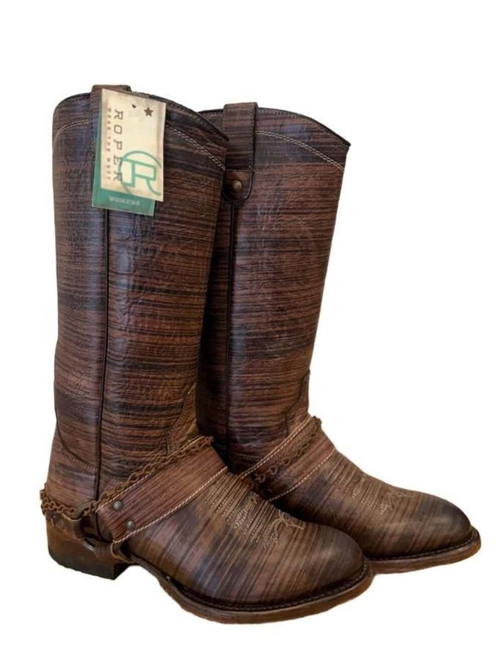 Roper Womens Selah Brown Vintage Harness Western Round Toe Boots Size 11